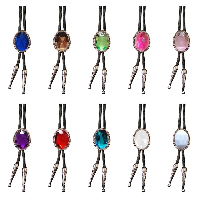 Delicate Diamond Stone Bolo Tie Cowboy Punk Necktie Western Bolo Tie Engraving Charm Bolo Tie Cowboy for Shirt Jeans 250430
