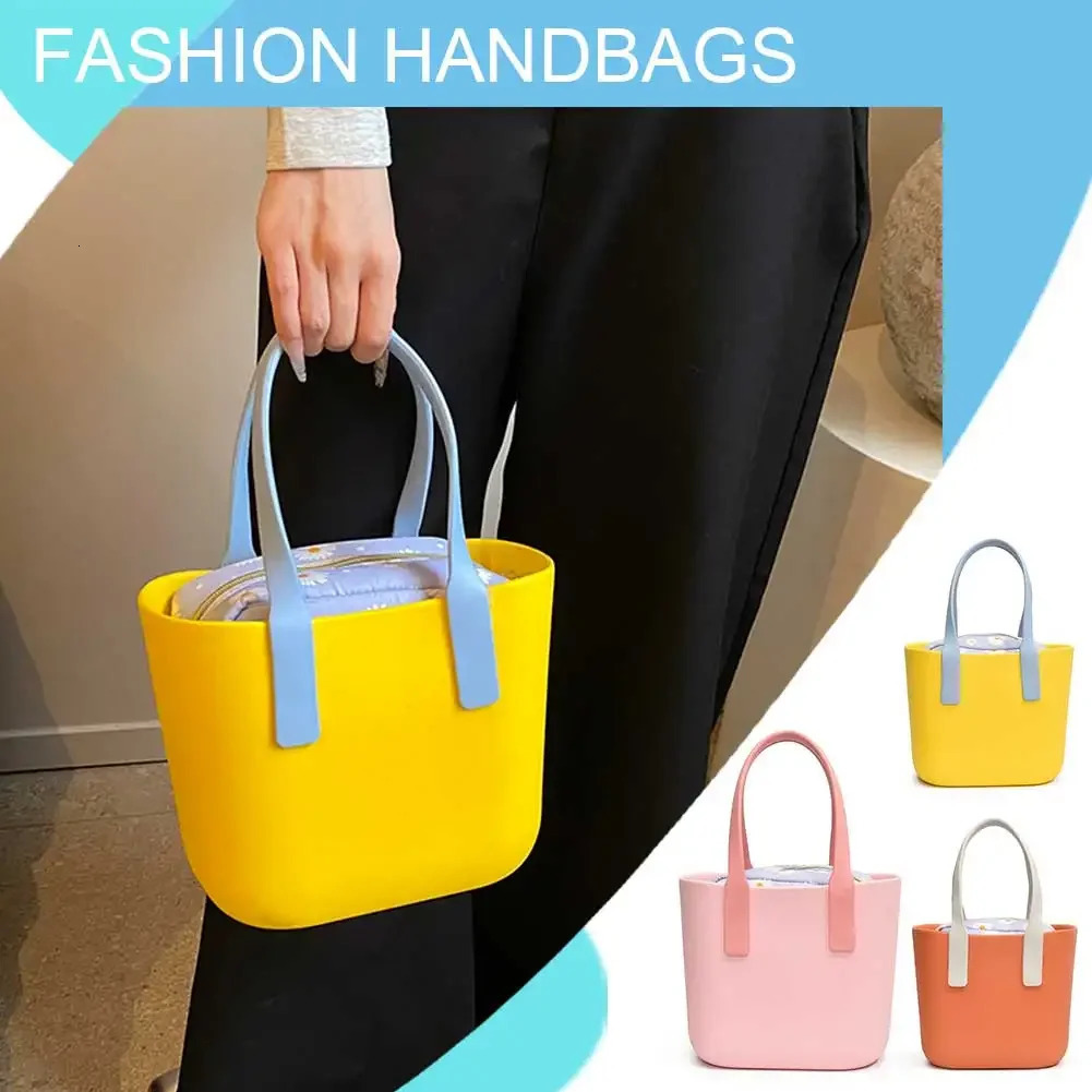 Womens portable basket bag contrasting outdoor shopping bag fashionable top handbag womens handbag with lined wallet 250427