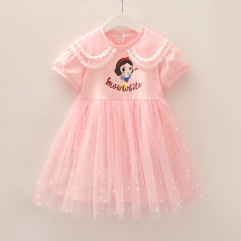 DISNEY kids designer clothes Princess Elsa Little girl's short-sleeved summer dress princess dress for toddlers baby's net and puffy dress