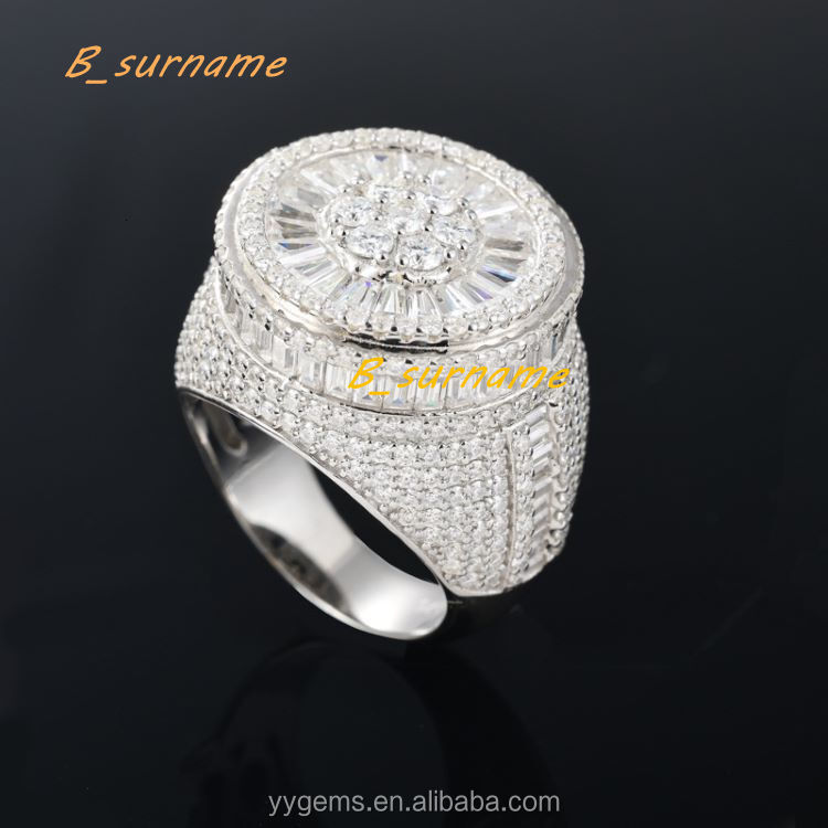 Hip Hop Jewelry Luxury Mossanite Cuban Ring for Men 925 Sterling Silver Rapper Ring VVS Lab Moissanite Diamond Cuban Ring