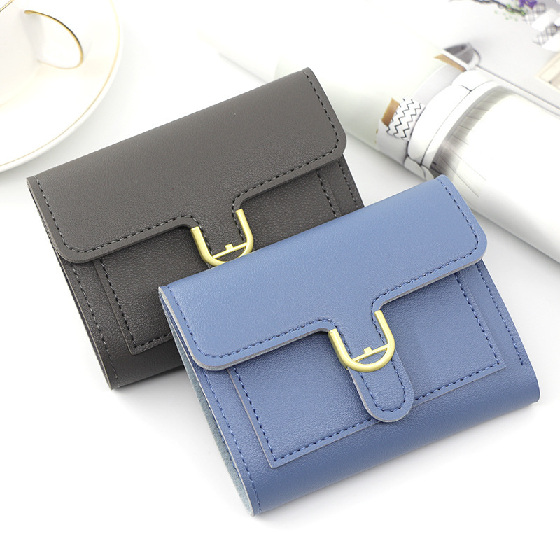 designer wallet New Korean Version Women S Wallet Short Small Off Ins Simple Solid Color Coin Purse Bank Card Change Hand Held Bag luxury wallet key p