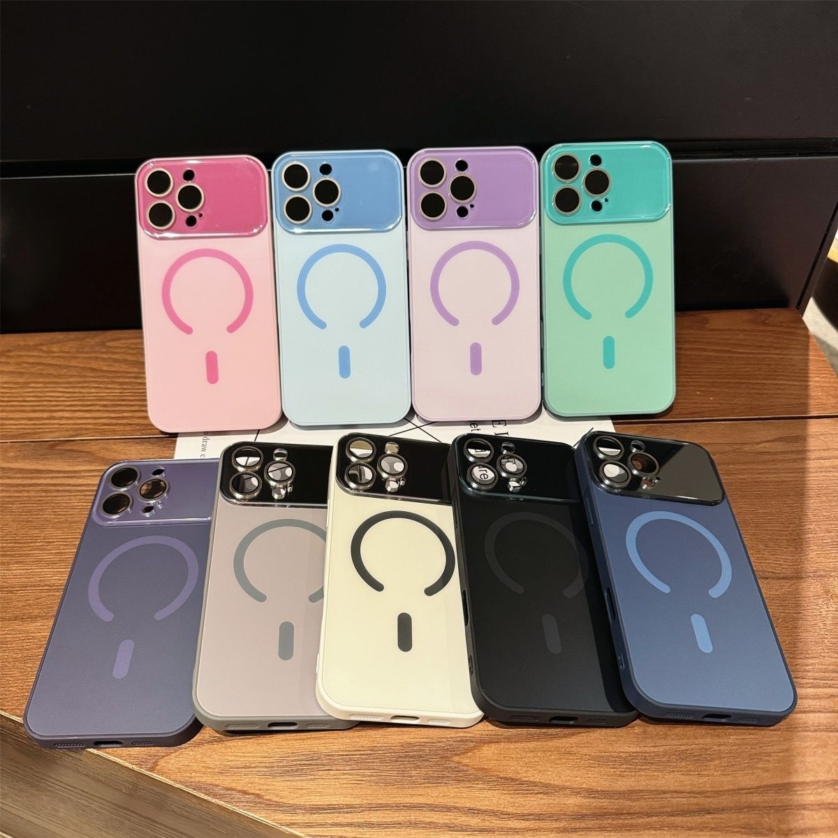 Large Window Matte Skin Feel Magnetic Phone Case iPhone 17 Pro Max Compatible with Apple 16/15 Macaron Hard Case