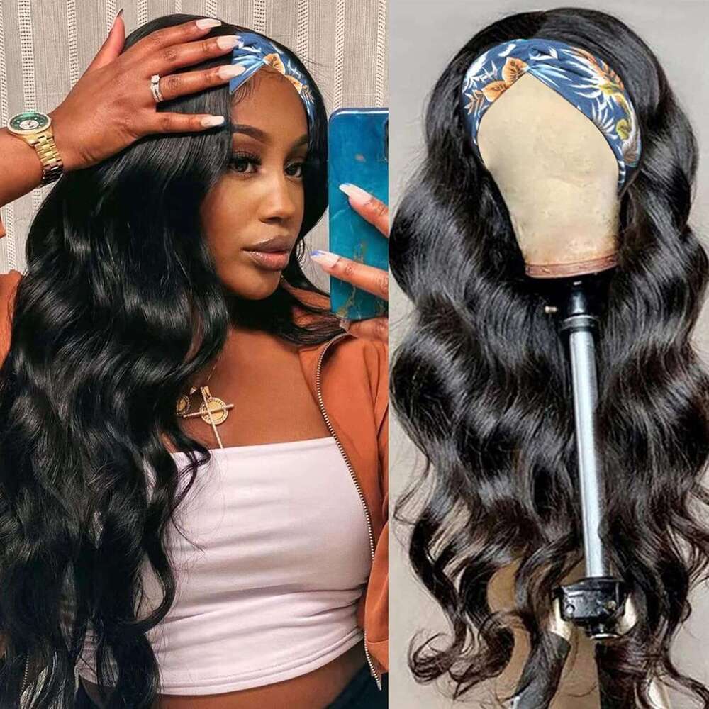 Body Wave Glueless Human Hair for black women human hair glueless, None Lace Front Wigs 180% Density Wear and Go Wig hine Made Headband Wigs(18in)