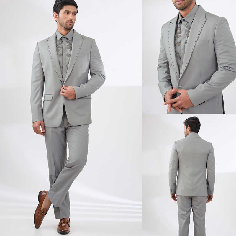 Graceful Men Suits For Wedding Groom Tuxedos 2 Pieces Jacket And Pants Prom Blazers Plus Size Formal Special Occasion Customized