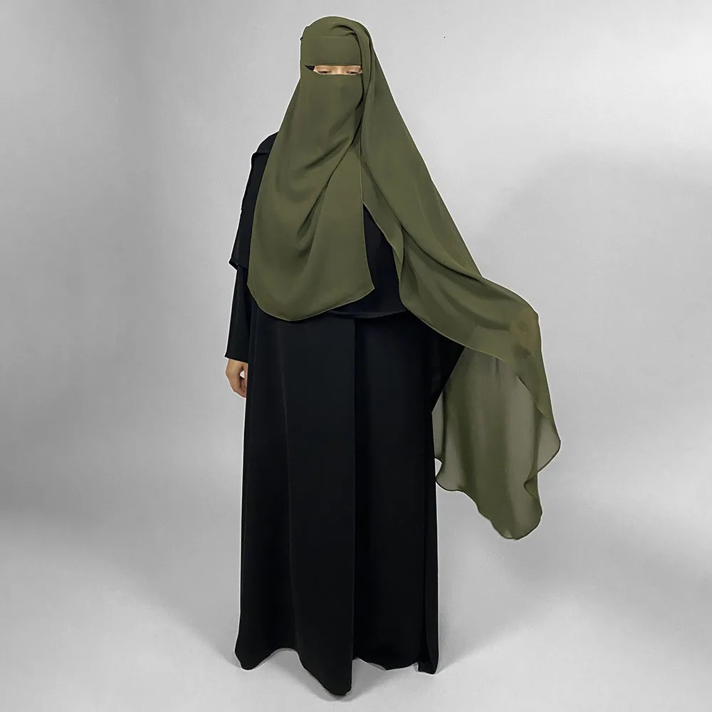 Niqab High Quality Chiffon Lightweight Breathable Face Cover Veil EID Ramadan Muslim Women Wholesale Rounded Back Long Hijab 250420