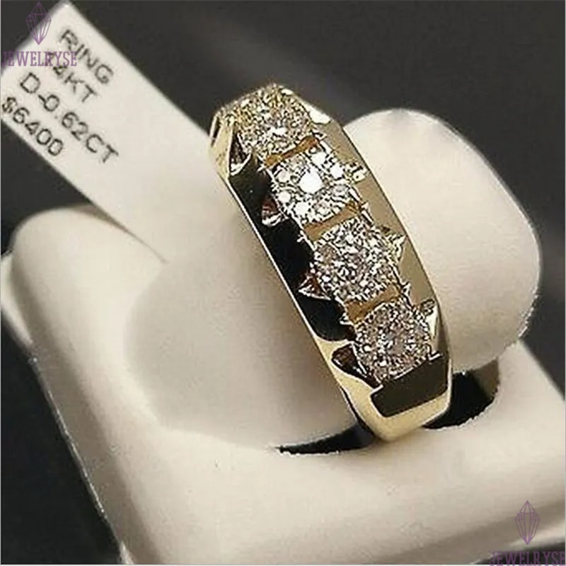 Hot Sell Fashion Jewelry Wedding Band Ring 925 Sterling Silver Gold Fill Pave White Sapphire CZ Diamond Popular Women Bridal Ring Gift