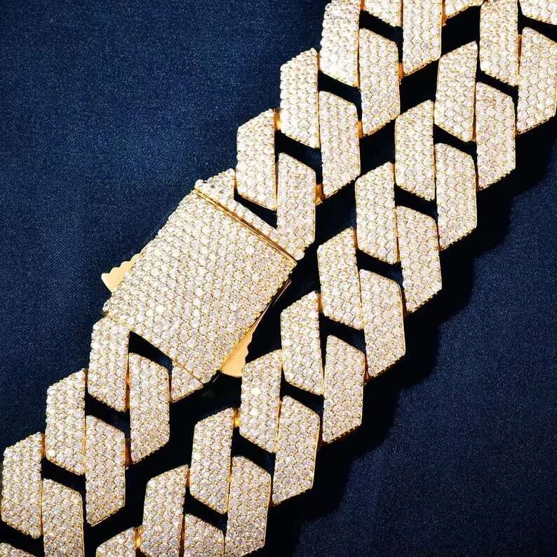Hiphop Jewelry Moissanite Cuban Link Chain 925 Silver 20mm 4 Rows Iced Out VVS Moissanite Cuban Chain