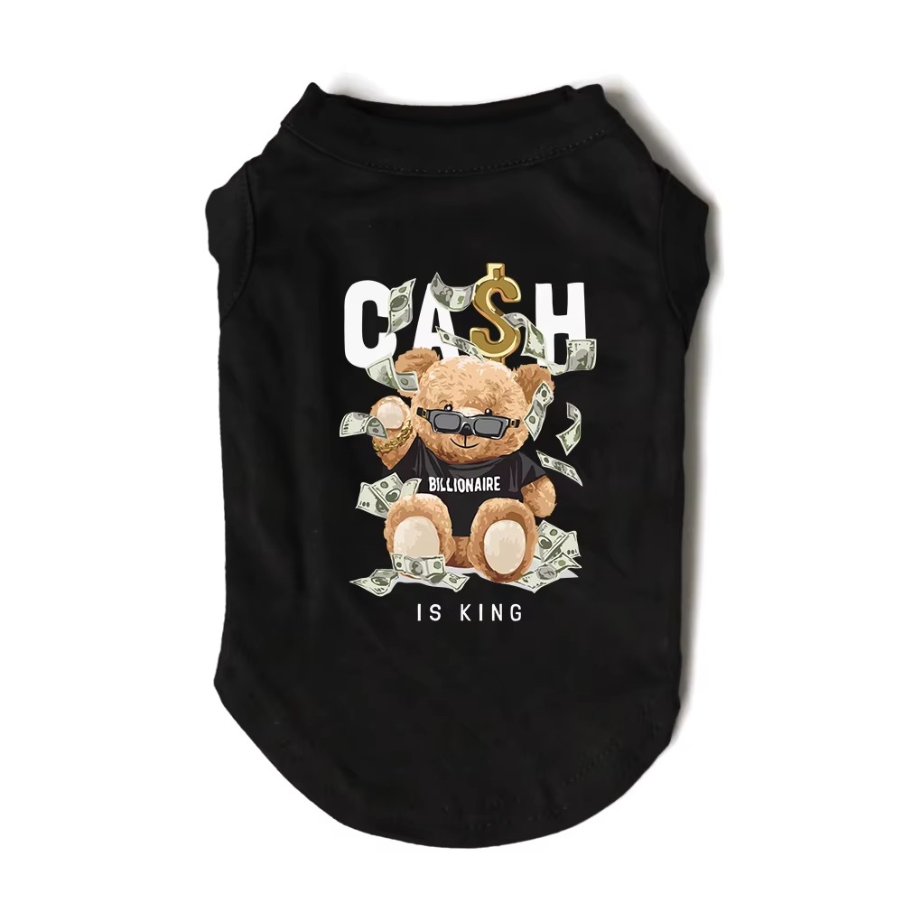 Dog Shirts Clothes Imitating Design Teddy Bear Patterns T Shirt, Small Dog Breathable Fashion Shirts Cool Summer Cotton Vest for Small Medium Dog Pupp