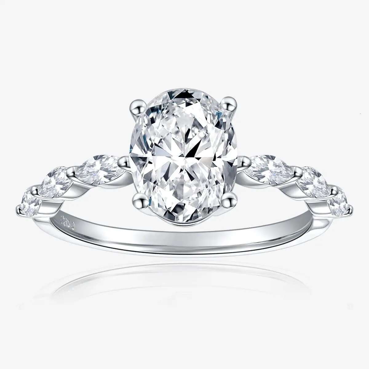 2CT D Color 18K Gold Shaped Moissanite Womens Ring 925 Silver Oval Egg Shape Moissanite Diamond Ring for Women