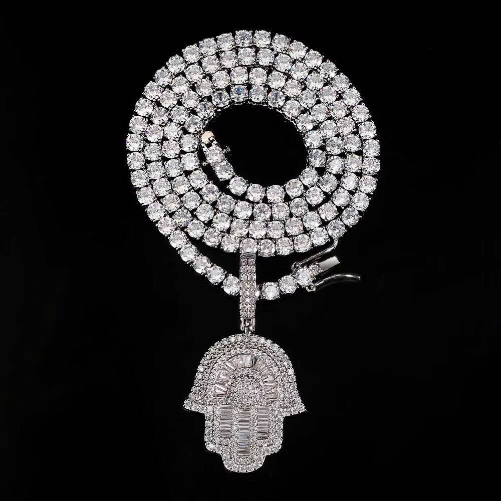 Hip-hop Mossanite Pendant 925 Silver Chain Necklace Plated Moissanite Cuban Link Chain Pendant Fine Jewelry Charms Chain Pendant