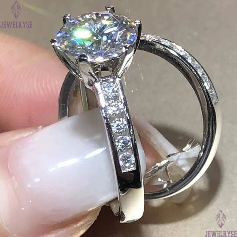 2024 Choucong Six Claw Wedding Rings Classical Jewelry 925 Sterling Silver Fill Large Round Cut 5A Cubic Zircon CZ Diamond Women Couple Bridal Ring Se