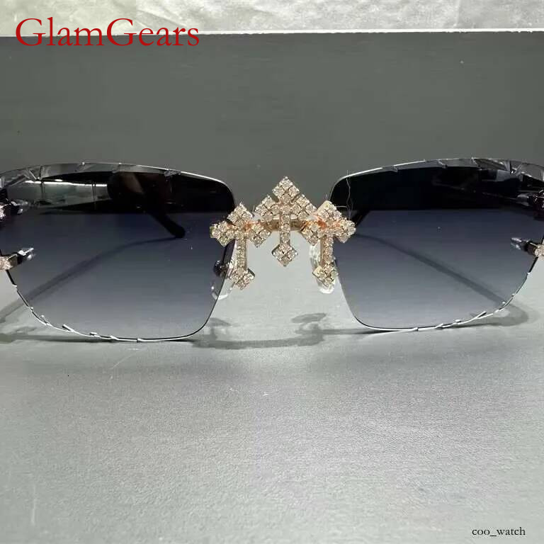 2025Factory Rectangle Glasses Sun Frame Women Men Sunglasses Moissanite Dia SunglassMoissanite sunglasses