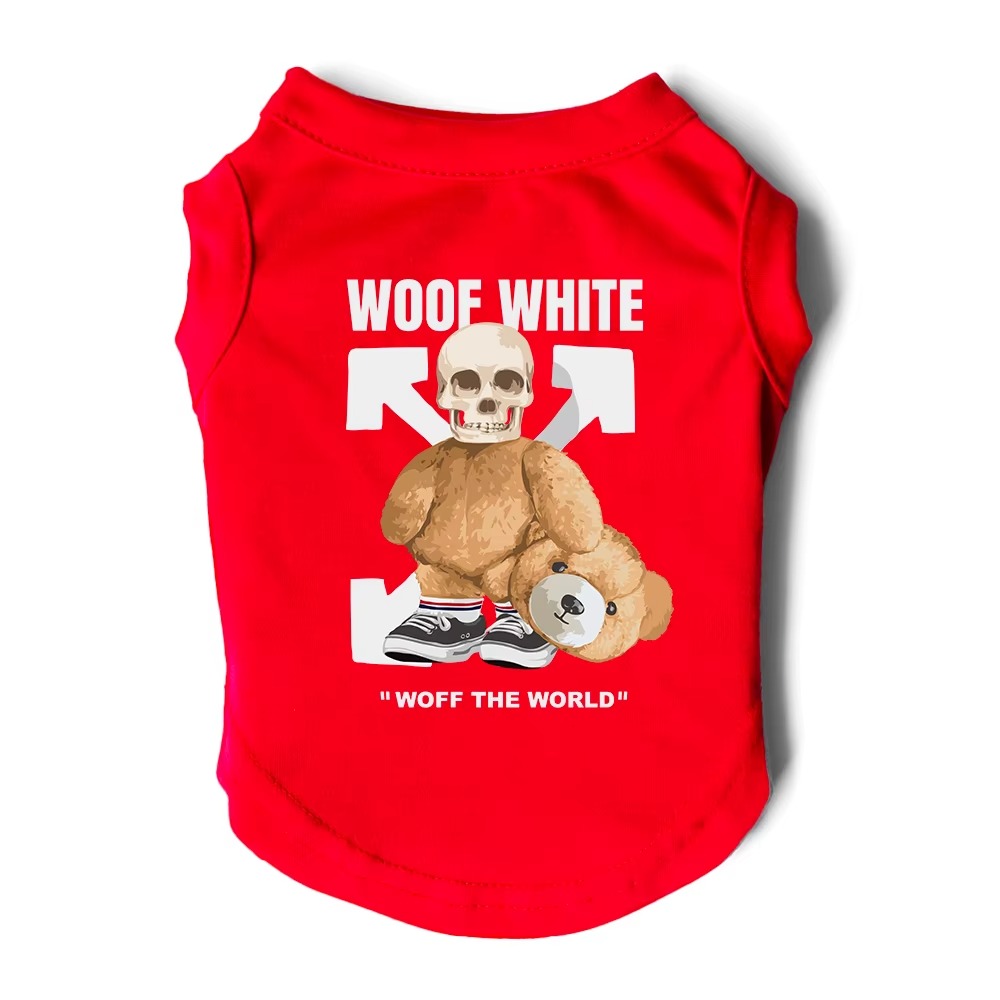Dog Shirts, Imitating Trends Street Fashion Style Design Puppy Vest with Skull Head Arrow Letter Print Summer Breathable T-Shirt, Lightweight Pet Vest