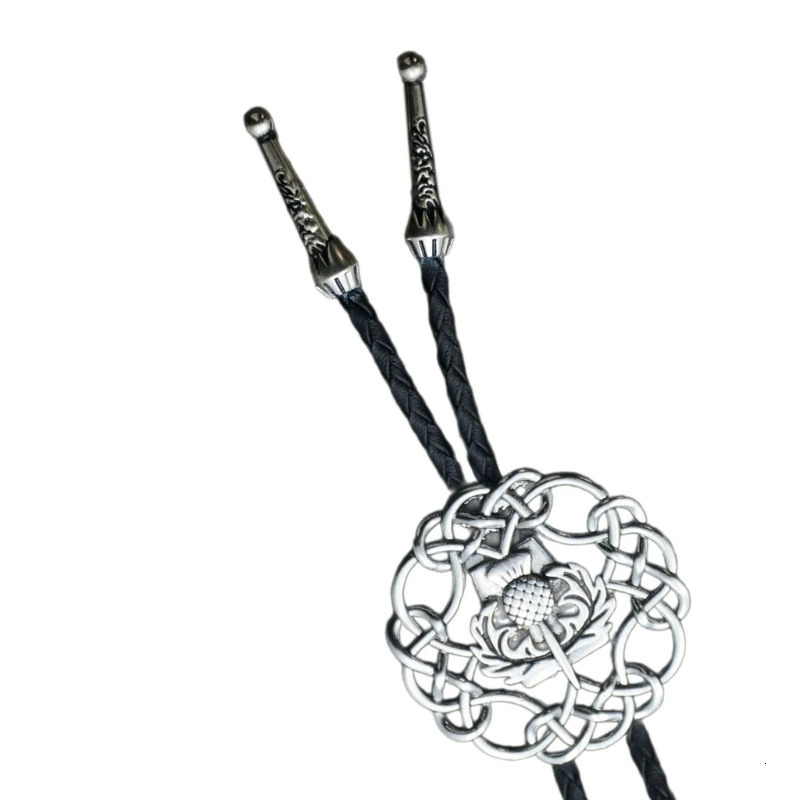 Mens Gothic Bolo Tie Cowboy Necktie Braided Leather Rope Necklace with Metal Skull Moths Pendant Jewelry Shirt Chain Ties 250430