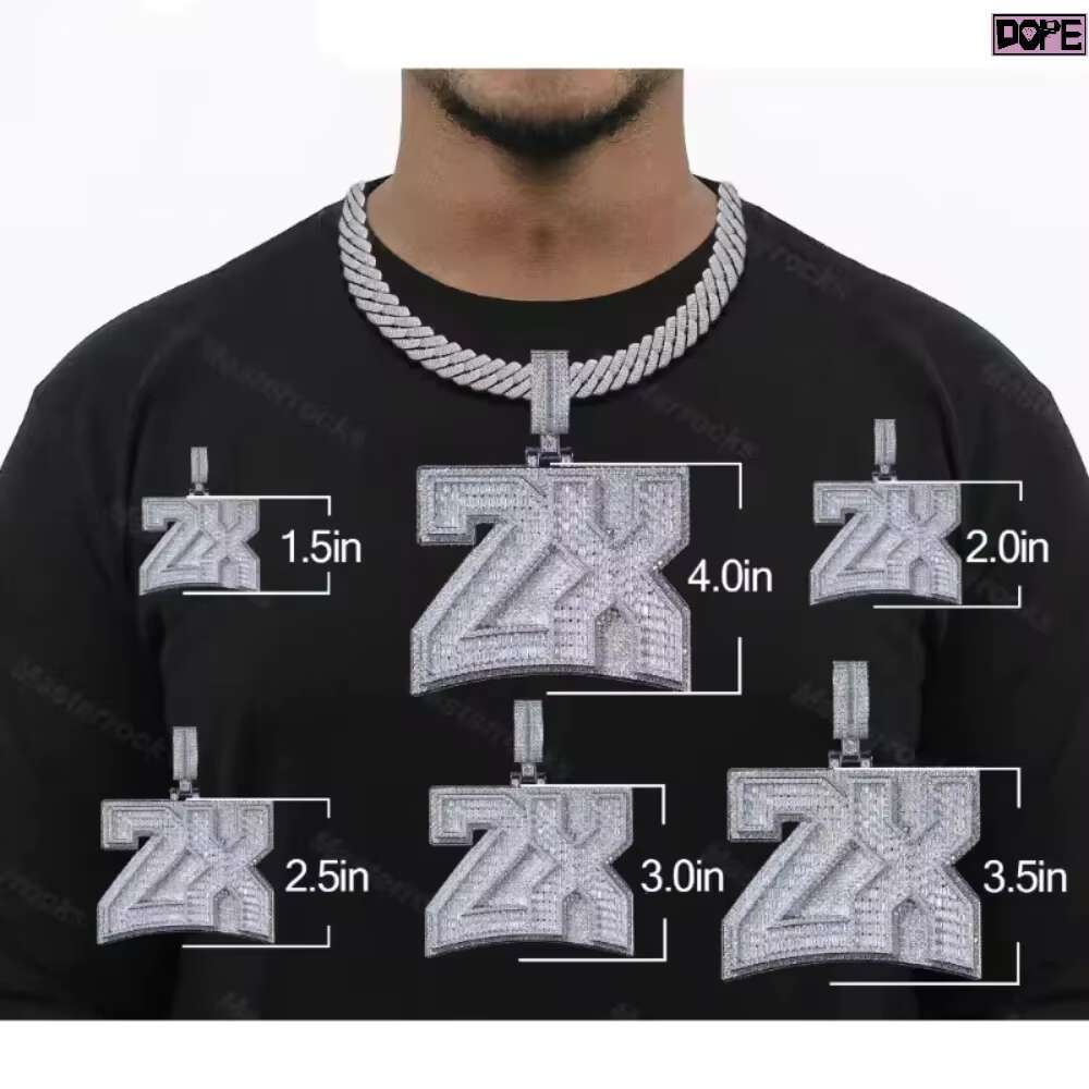 Hiphop DVVS Mossanite Pendant Iced Out Custom Letter 925 Sterling Silver Custom Moissanite Pendant