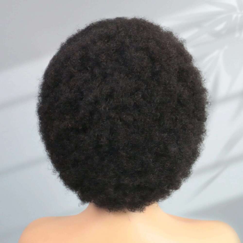 Afro Kinky Curly Human Hair Short Pixie Cut Wigs 13X4 Lace For Women Short Curly Pixie Remy Wig 6 Inch Black Color 180% Density