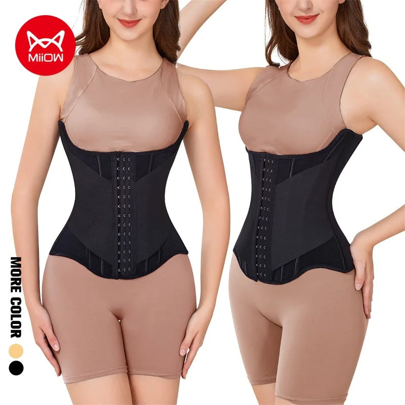 MiiOW Ushaped waist trainer tight corset for women button shaped breasts lifting steel frame flat abdomen weight loss 250430