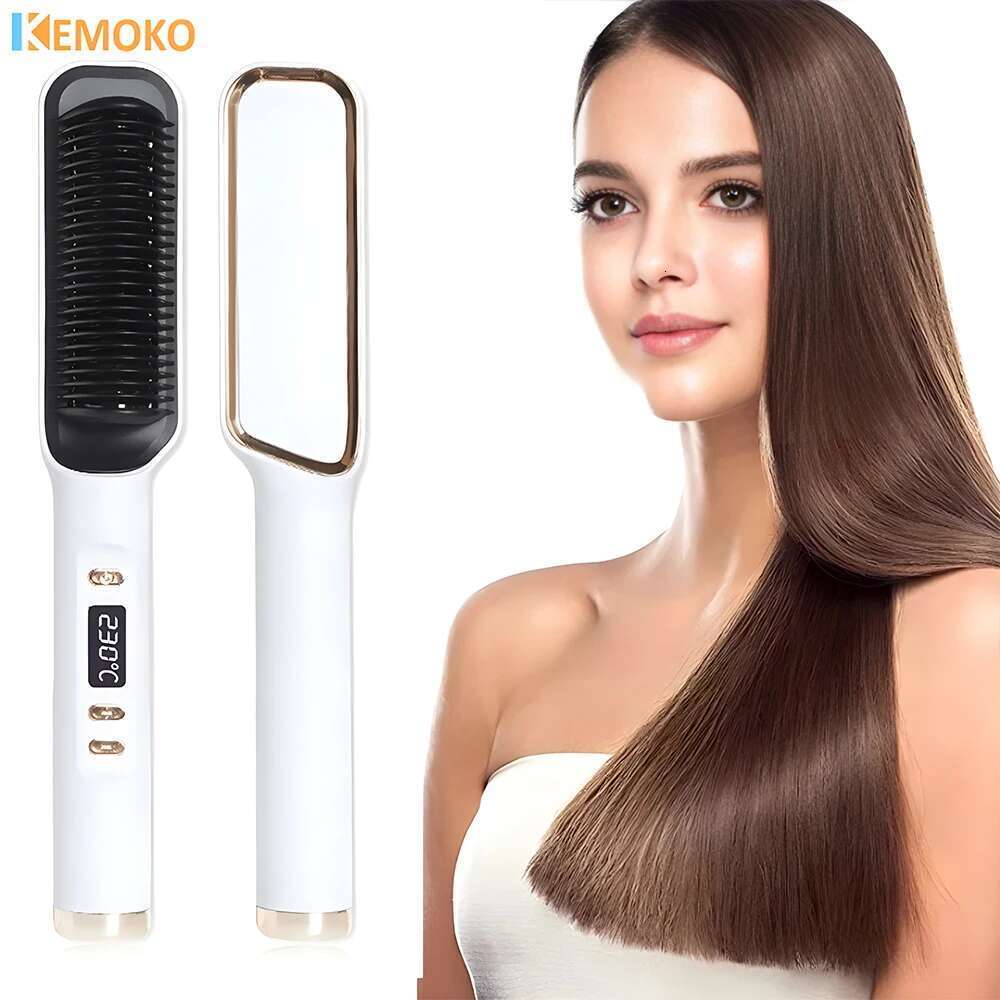 Heating Hot Straightener Electric Hair Straightening Curly Multifunctional Iron Brush Comb Curler
