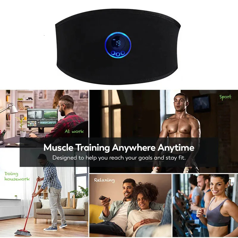 Abdominal Trainer Slimming Belt Muscle Toner Abdominal Toning Belts Fitness Massager Waist Belly Workout Fitness For Men Women 250424