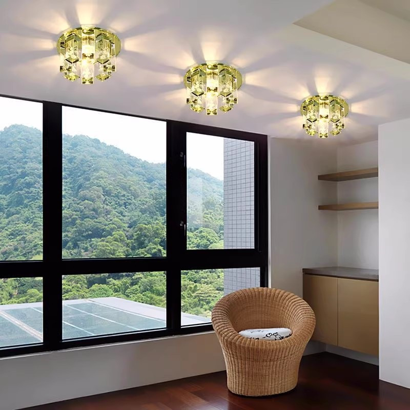 Crystal Aisle Balcony Led Ceiling Lamp AC90-260V 5W Light Living Room Corridor Lamp Modern Ceiling Light for Home Decoration Luminaire