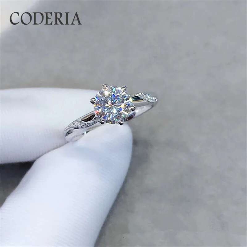 6 Claws Classic S925 Silver Ring 1-2 Carats D color Moissanite Stone Womens Wedding Diamond Rings High Quality Luxury Jewelry