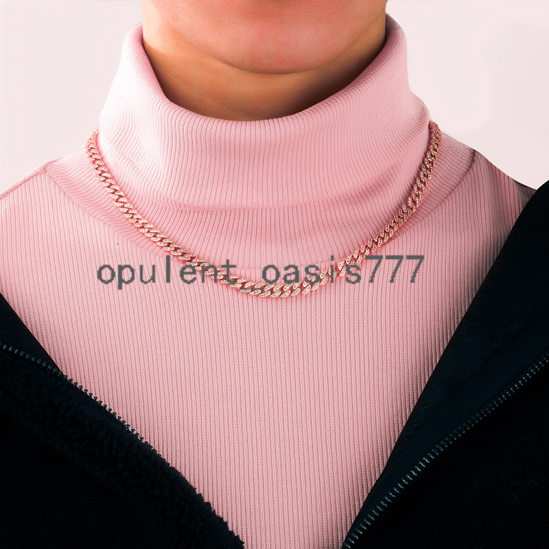 Cadenas Large Stock Bling Hip Hop Jewelry 6mm 18K Gold Plated moissanite Diamond Iced Out Cuban Link Chain Necklace for Men Women