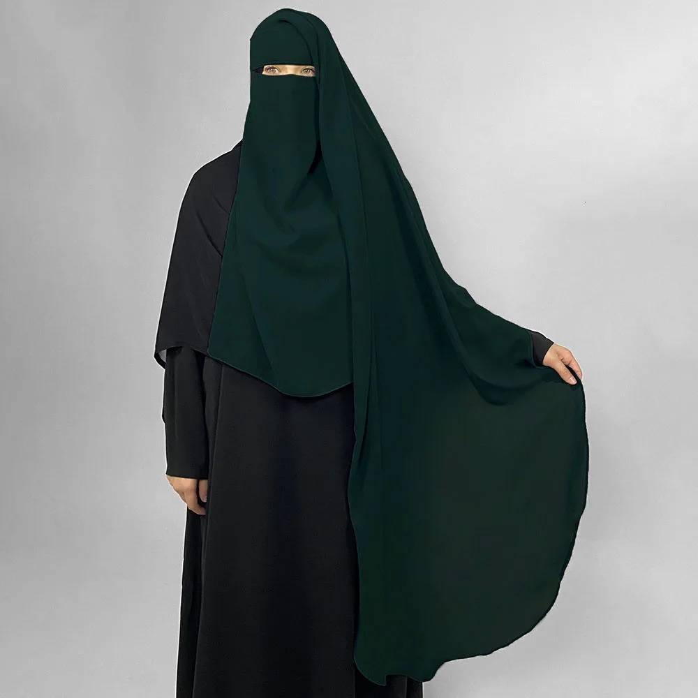 Niqab High Quality Chiffon Lightweight Breathable Face Cover Veil EID Ramadan Muslim Women Wholesale Rounded Back Long Hijab 250420