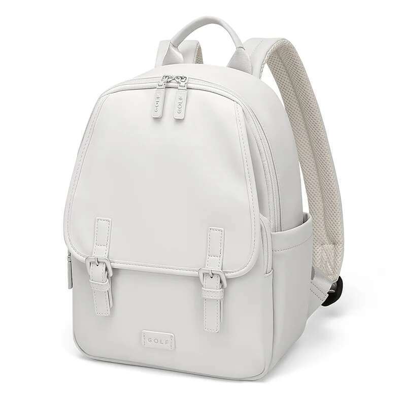 GOLF Leather Vintage Women Small Black Backpacks Multi Pockets White Backpack Purse Waterproof Buckle Ladies Back Bags