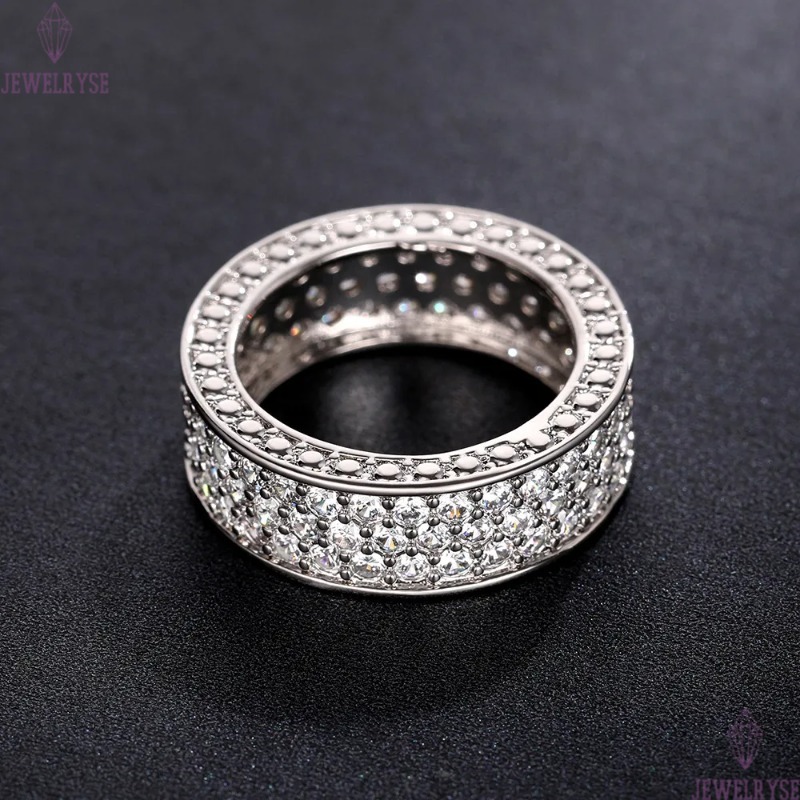 2023 Top Sell Wedding Rings Luxury Jewelry 925 Sterling Silver Fill Full Pave White 5A Cubic Zircon CZ Diamond Handmade Party Women Engagement Band Ri