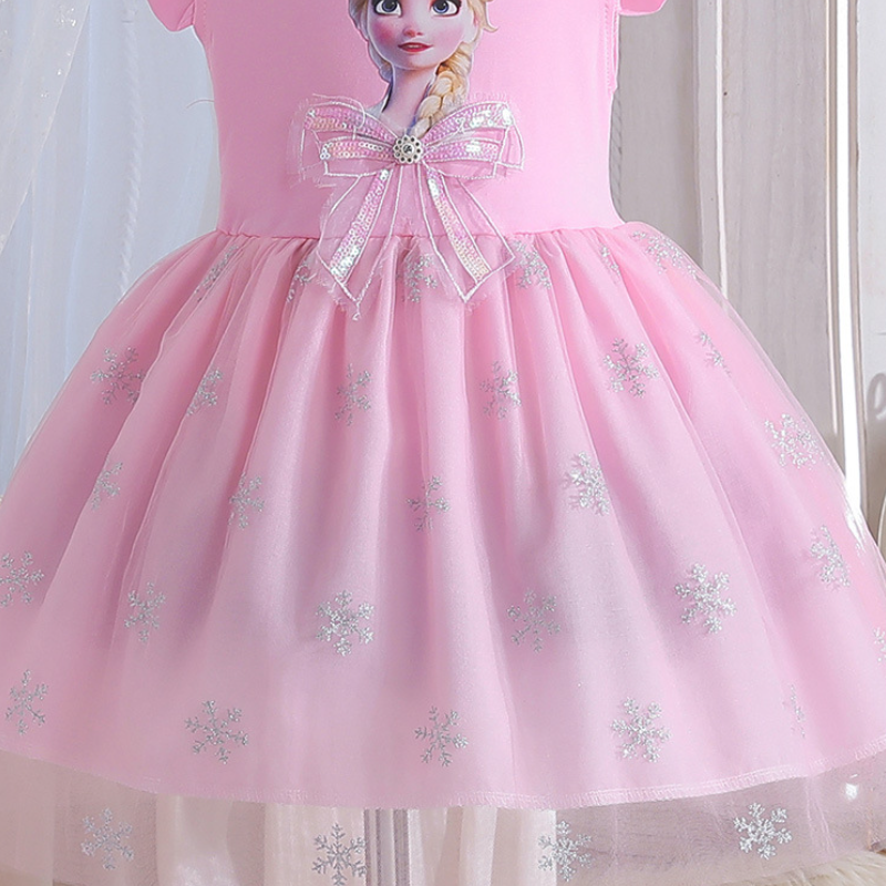 DISNEY Princess Elsa Kids designer clothes Frozen Girls' summer dress children's princess dress with bow-tie vest children's clothes