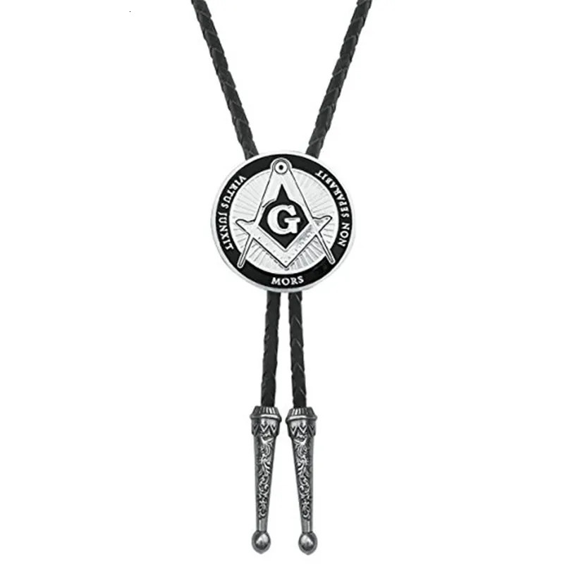 Europe and America Freemason Fashion Leather Cord Necklace bolo tie 250430