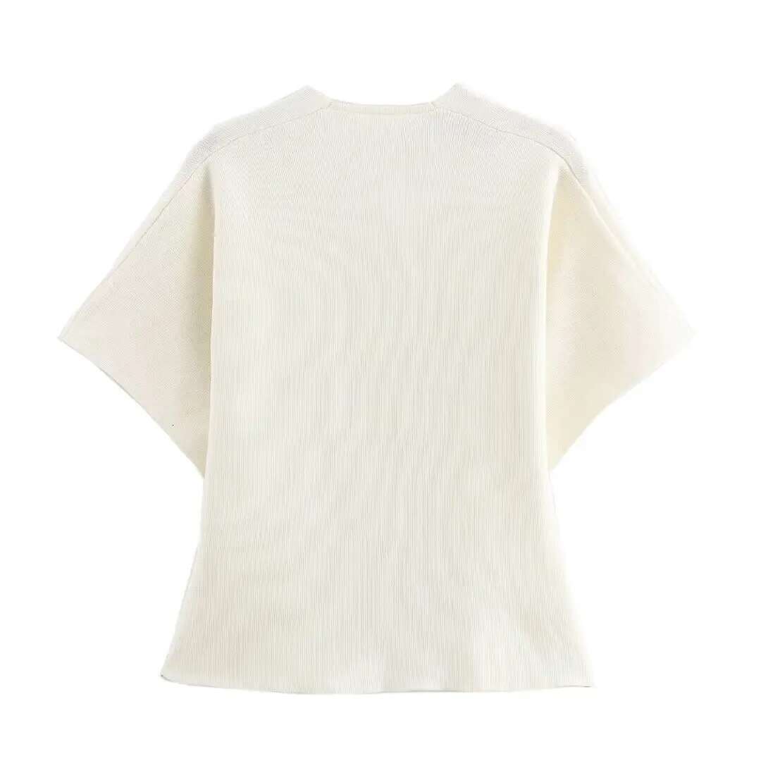 TRAF fashion Cropped for Short Sleeve Summer Cardigan Button Knit Sweaters Cardigans Women Knitwear Tops Woman fashion clothing women