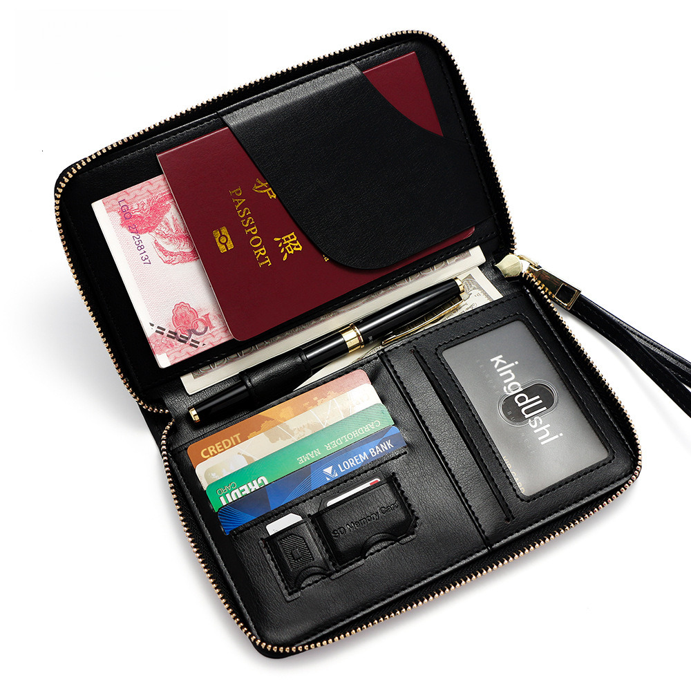 designer wallet RFID Long Clip Flight Ticket Storage Document Bag Multifunctional Travel Zipper Hand Held Passport Bag luxury wallet key pouch