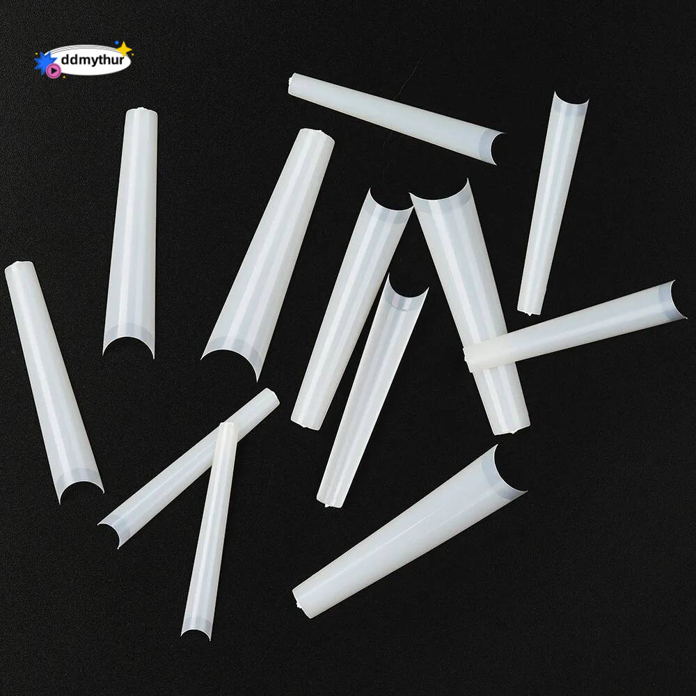 504pcs Extra Long Cowboy Flat Crop Professional Acrylic Art Tips Artificial French Half Cover Fashion Coffin False Nail ddmythur