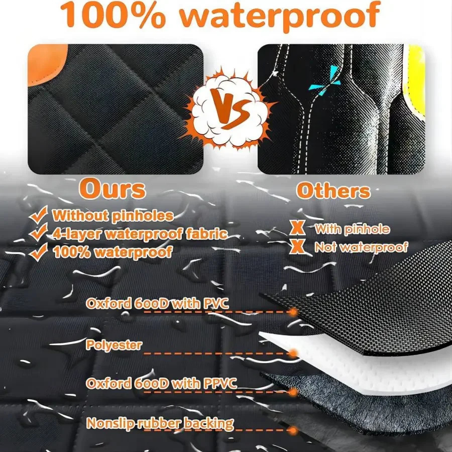 100% waterproof dog car seat cover for rear seats with visual mesh window and side zipper car seat protection 250427