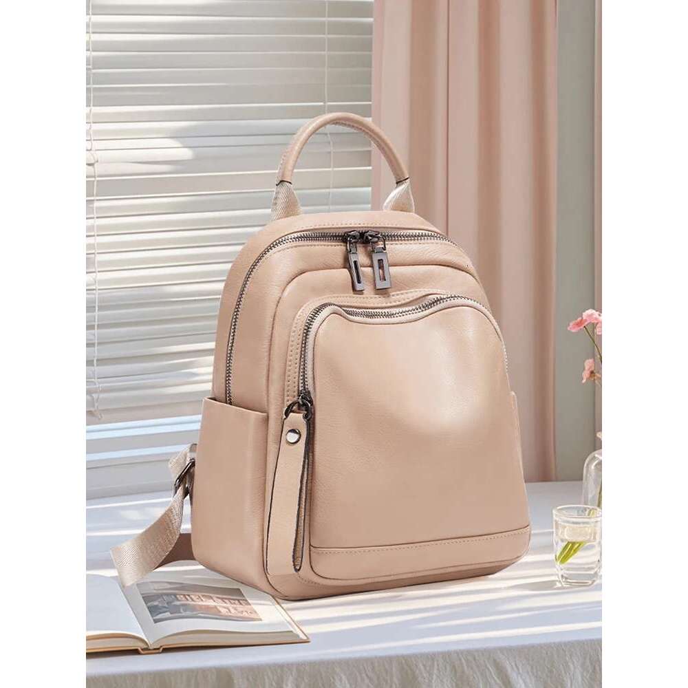 Zency 100% Genuine Leather Stylish Backpack Women Large Capacity Travel Rucksack New Knapsack For Ladies Satchel SchoolBag
