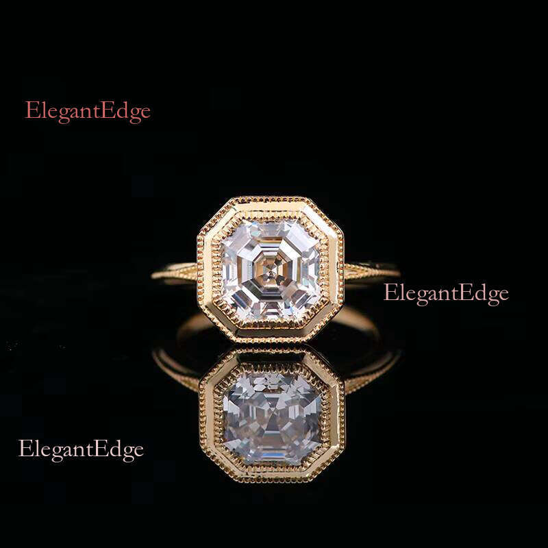 4ct Lab Grown Engagement Wedding Asscher Cut Solitaire 14k Gold Fine Jewelry Igi Certified Dia Ring