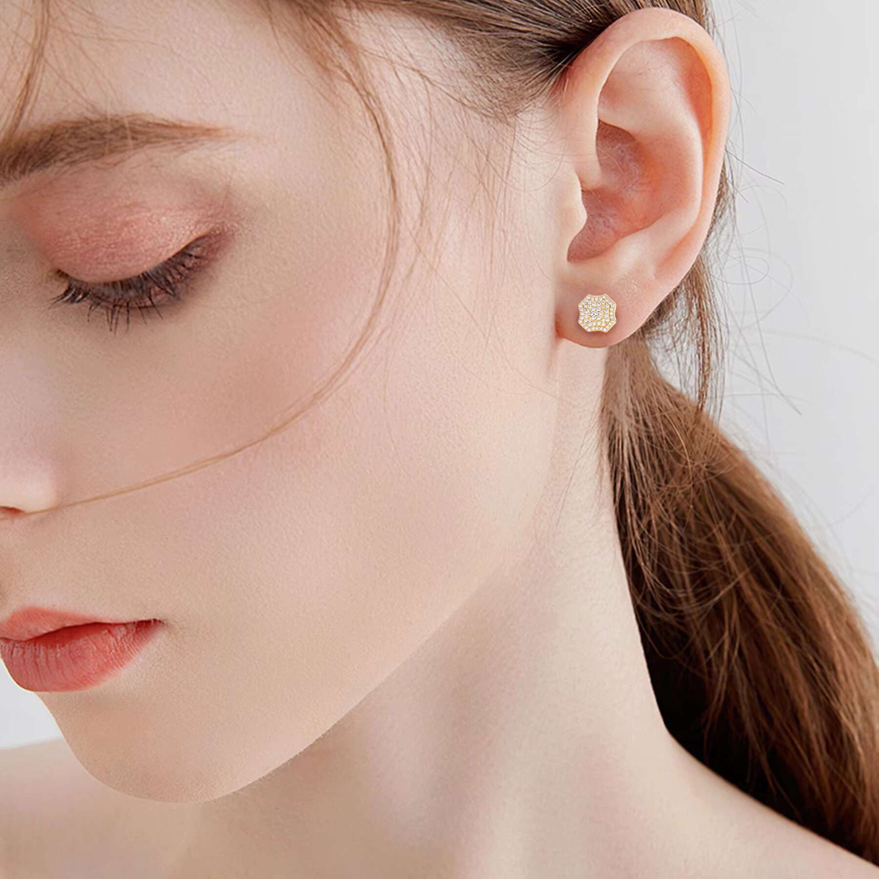 Iced Out Geometric VVS Moissanite Diamond Jewelry Hip Hop 925 Silver Push Back Bolt Stud Earrings 100% Pass Diamond Test