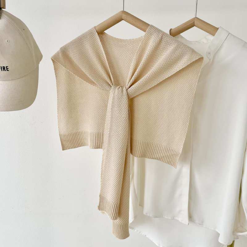 K584 Pure color ice silk knitted shawl for women to wear in spring and autumn office to protect the cervical vertebra collar waistcoat fake collar clo