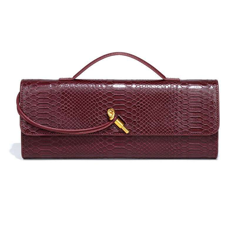 New Handheld Banquet for Women, Horizontal Version, Trendy Crocodile Python Pattern, Stick Bag, Small and Unique Single Shoulder Crossbody Bag