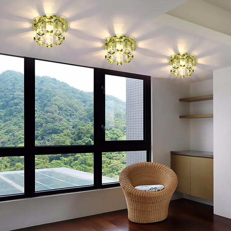Crystal Aisle Balcony Led Ceiling Lamp AC90-260V 5W Light Living Room Corridor Lamp Modern Ceiling Light for Home Decoration Luminaire