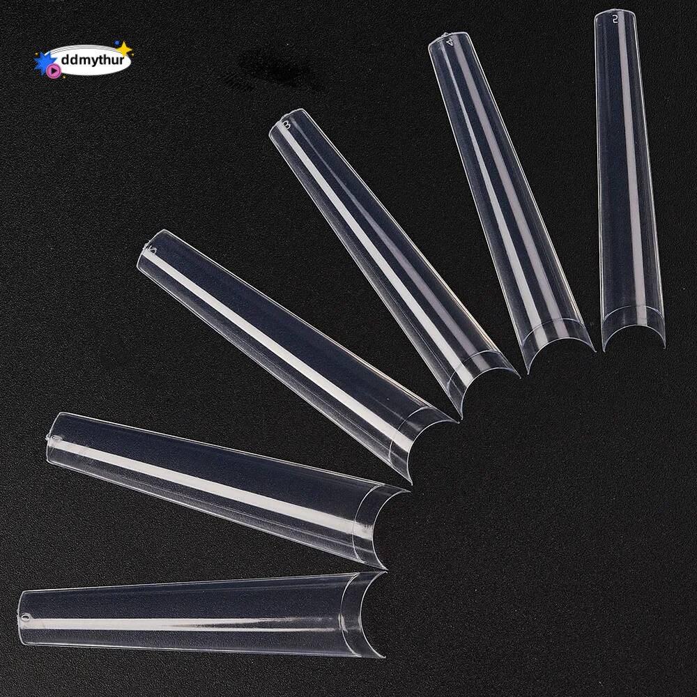 504pcs Extra Long Cowboy Flat Crop Professional Acrylic Art Tips Artificial French Half Cover Fashion Coffin False Nail ddmythur