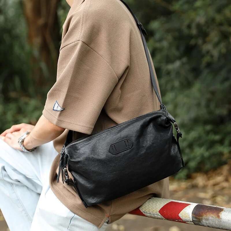 Wmnuo Cow Chest Bag Casual Classic Pillow Messenger Crossbody Men Genuine Leather Cowhide Male Shoulder Sling Waist Bags