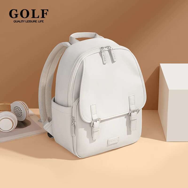 GOLF Leather Vintage Women Small Black Backpacks Multi Pockets White Backpack Purse Waterproof Buckle Ladies Back Bags