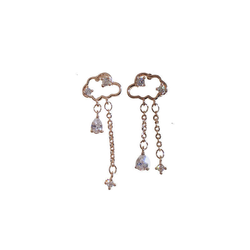Asymmetric long 2020 new trendy Korean personality internet celebrity temperament sier needle tassel water droplet earrings