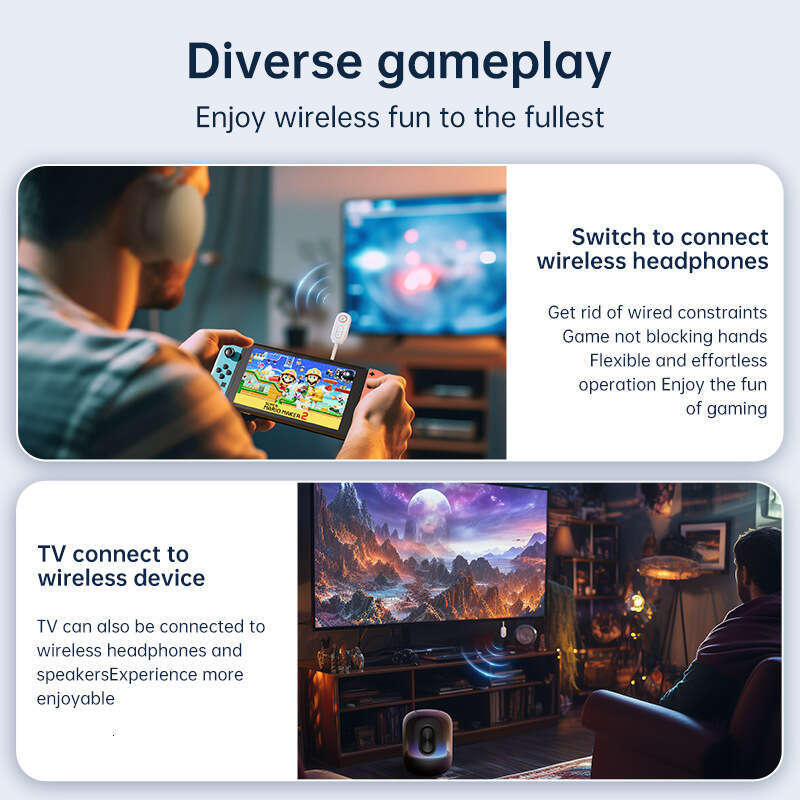 New Private Model 5.4 HiFi Sound Quality Bluetooth Adapter Receiver Transmitter AUX 2-in-1 Car Airplane Fitness