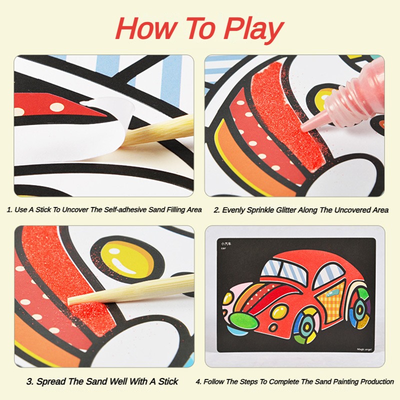 Color Powder Painting Set DIY Coloring Books for Kids Educational Safe Scientific Toys Luminous Material Cartoon Character Gift