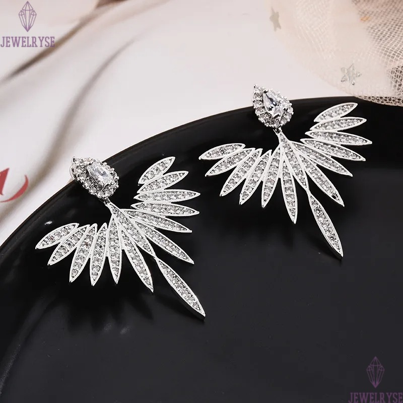 Handmade Chocuong Brand Stud Earrings Luxury Jewelry 925 Sterling Silver Pave White Sapphire CZ Diamond Gemstones Party Angle Wings Women Girls Earrin