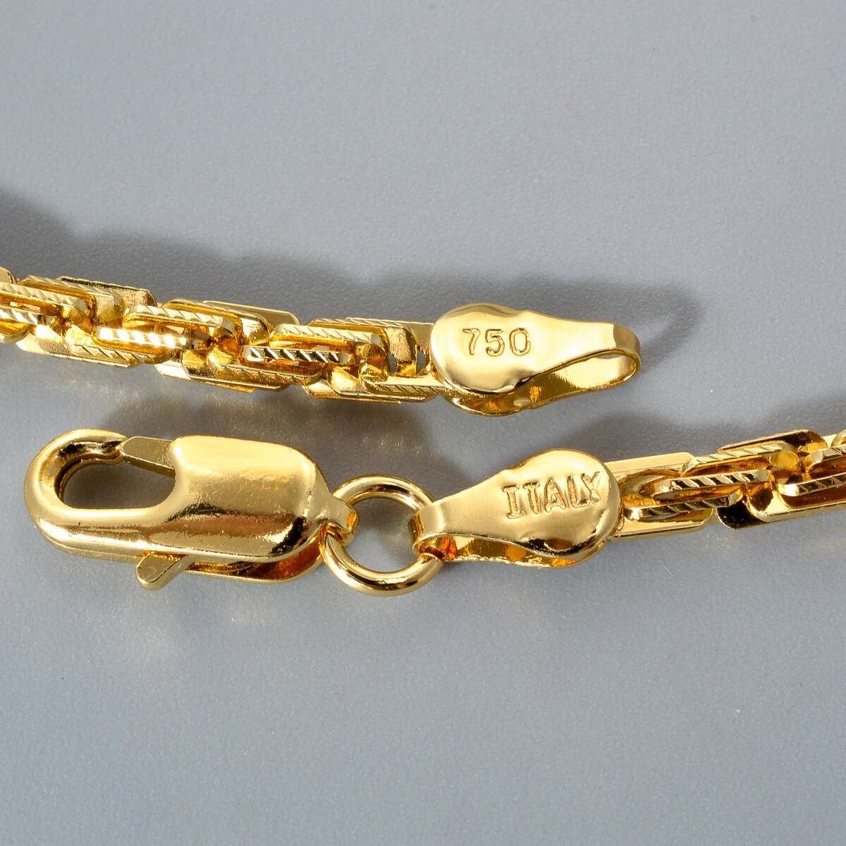 Width 4mm Italian 750 gold Plated textured Dubai Necklace DIY simple jewelry men women party