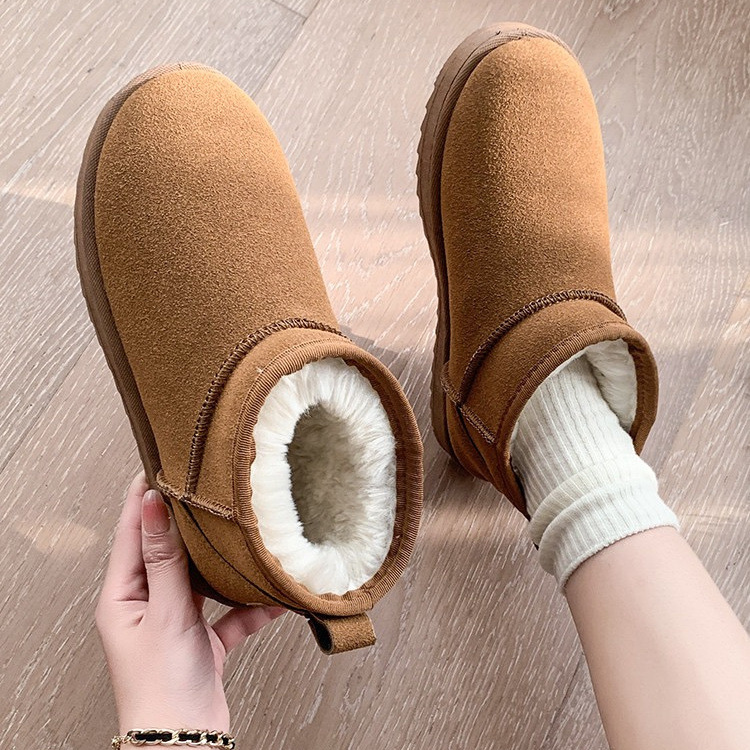 New Design Thick-soled anti-slip snow boots for women 2025 New winter warm bread shoes one-step fleece and thickened cotton shoes Free shipping